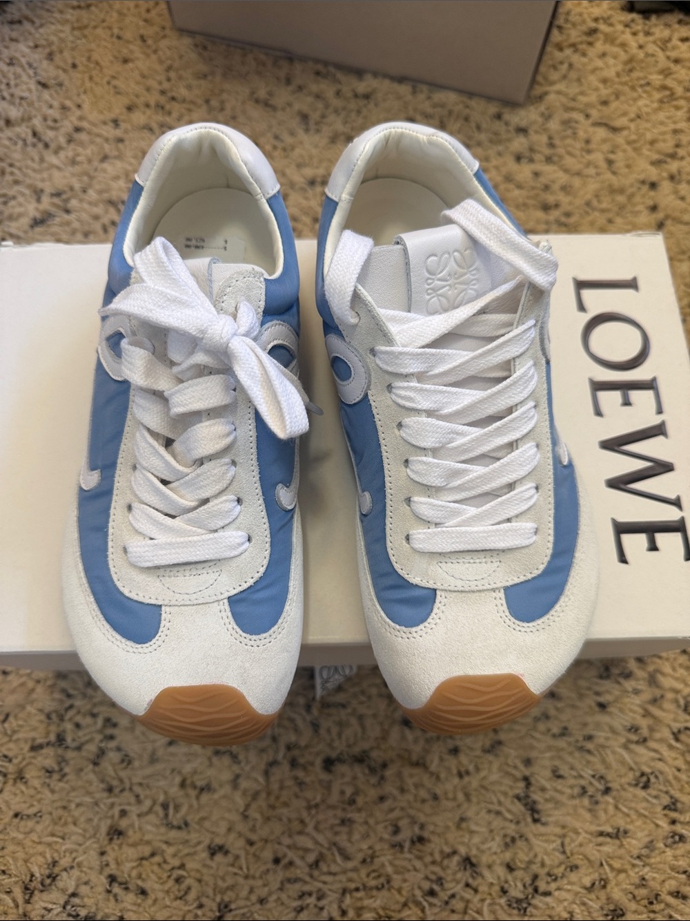 Loewe White and Light Blue Retro Runner Sneakers
